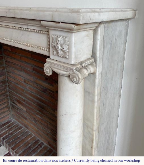 Louis XVI period mantel in statuary marble with detaches columns-7