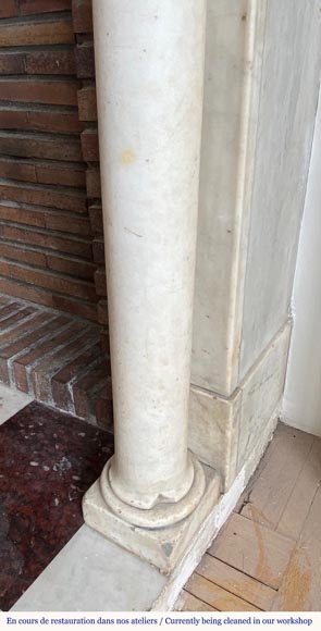 Louis XVI period mantel in statuary marble with detaches columns-9