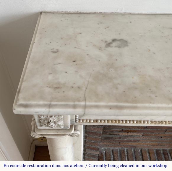 Louis XVI period mantel in statuary marble with detaches columns-10
