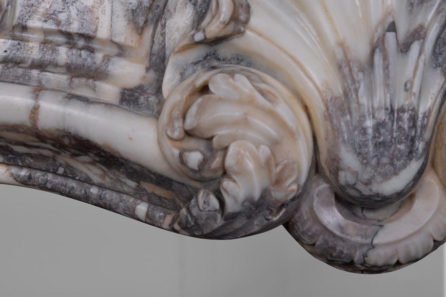 Small Louis XV period mantel in Violet Breccia marble-3