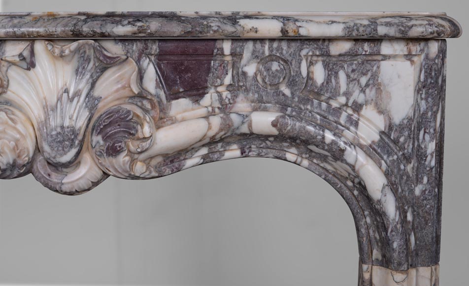 Small Louis XV period mantel in Violet Breccia marble-7