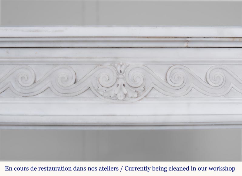 Louis XVI style Carrara marble mantel with a Greek frieze-1