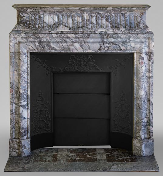 Fireplace with acroterion in Roman breccia of Baixas marble-0