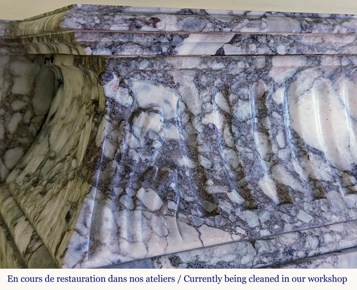Fireplace with acroterion in Roman breccia of Baixas marble-4