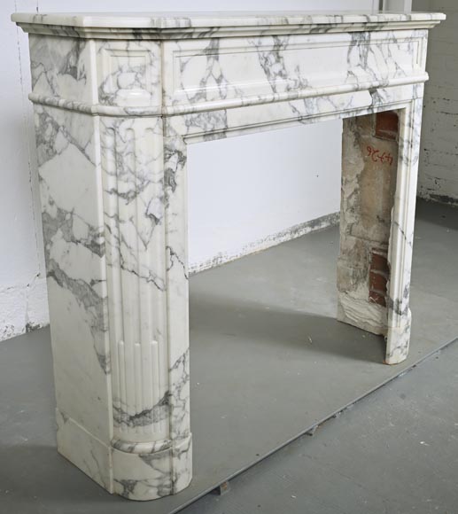 Louis XVI style mantel in Arabescato marble-3