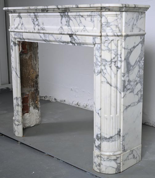 Louis XVI style mantel in Arabescato marble-6