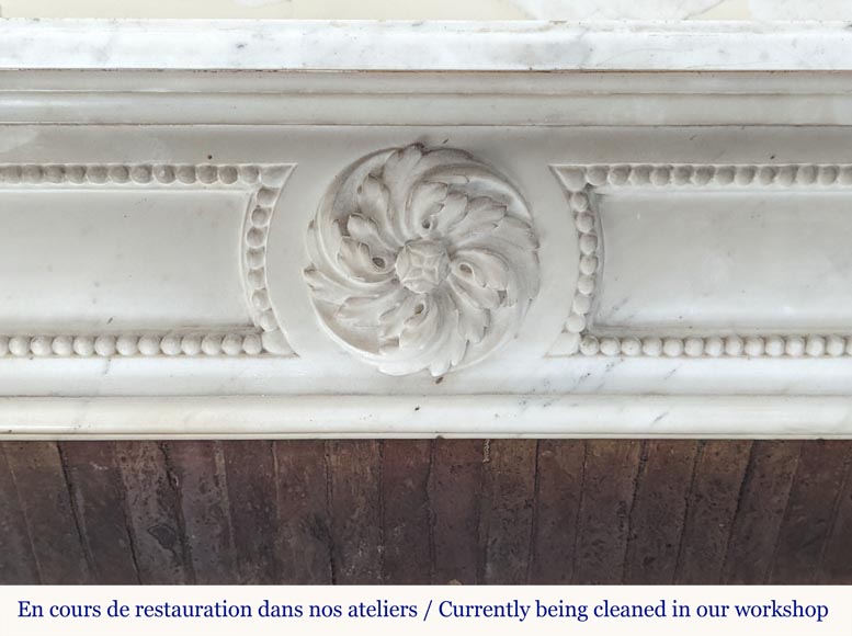 Louis XVI style mantel in half statuary marble with roses-1