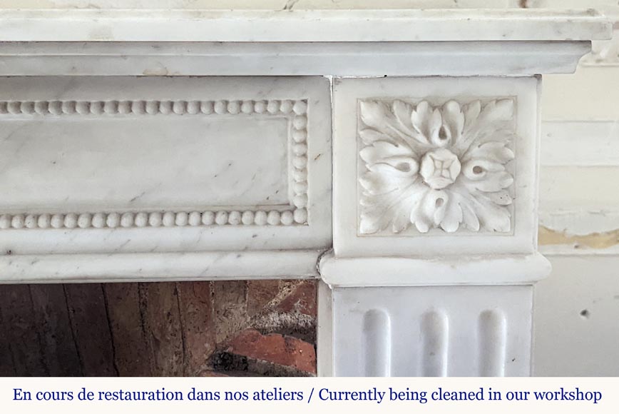 Louis XVI style mantel in half statuary marble with roses-6