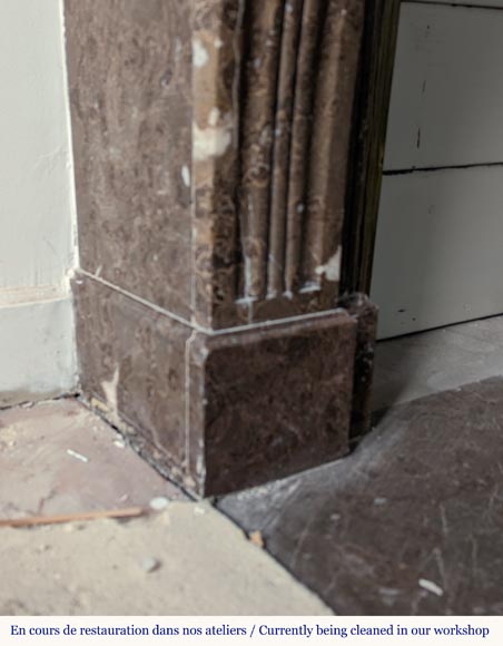 Restoration fireplace in Black Champlain marble-4