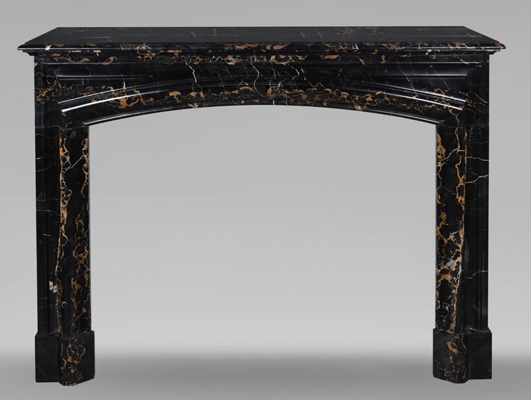 Louis XIV style fireplace in Portoro marble, with a molding and rounded frieze-0