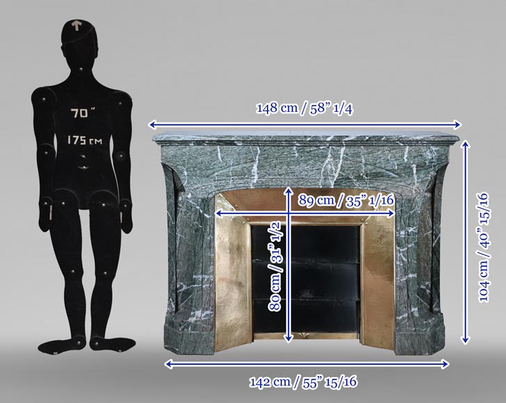 Tony SELMERSHEIM, Art Nouveau Mantelpiece in Green Campan Marble