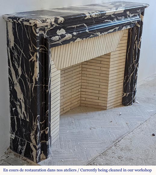 Louis XIV style fireplace in Marquina and Grand Antique marbles-4
