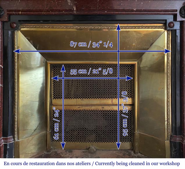 Napoléon III mantel in Red Griotte marble and Belgium black marble with composite columns-9