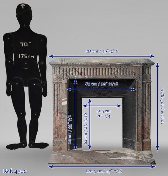 Small Napoleon III style mantel with flutes in Sarrancolin marble-10