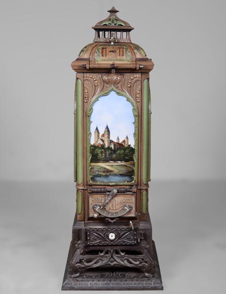 Musgrave & Co mannheim - Enameled cast iron stove adorned with views of important buildings in the Palatinate, Germany, circa 1900-0