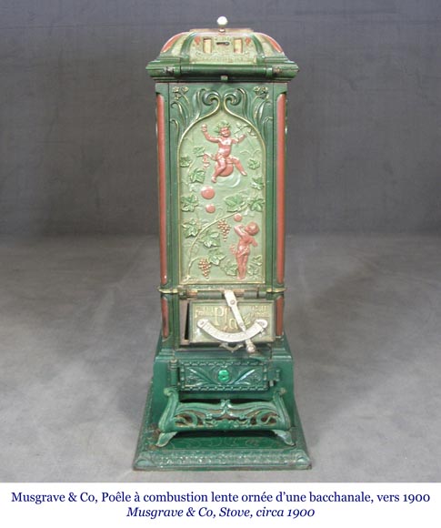Musgrave & Co mannheim - Enameled cast iron stove adorned with views of important buildings in the Palatinate, Germany, circa 1900-2