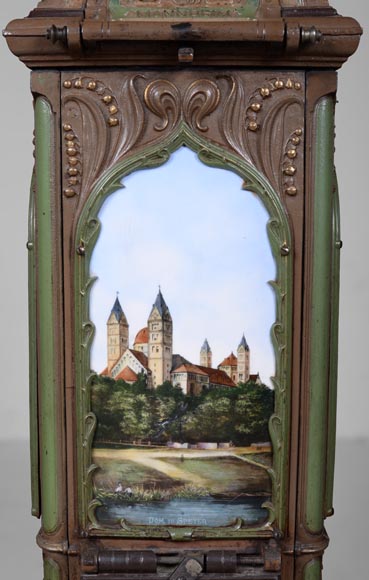 Musgrave & Co mannheim - Enameled cast iron stove adorned with views of important buildings in the Palatinate, Germany, circa 1900-5