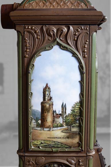 Musgrave & Co mannheim - Enameled cast iron stove adorned with views of important buildings in the Palatinate, Germany, circa 1900-12
