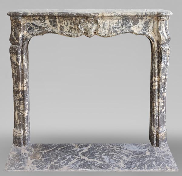 Louis XV period fireplace in Gris des Ardennes marble-0