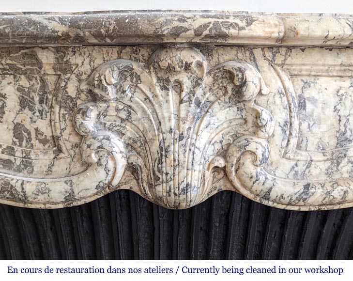 Louis XV period fireplace in Gris des Ardennes marble-1