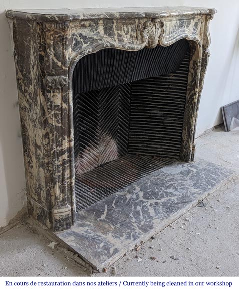 Louis XV period fireplace in Gris des Ardennes marble-3