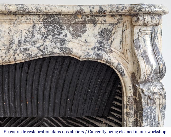 Louis XV period fireplace in Gris des Ardennes marble-7