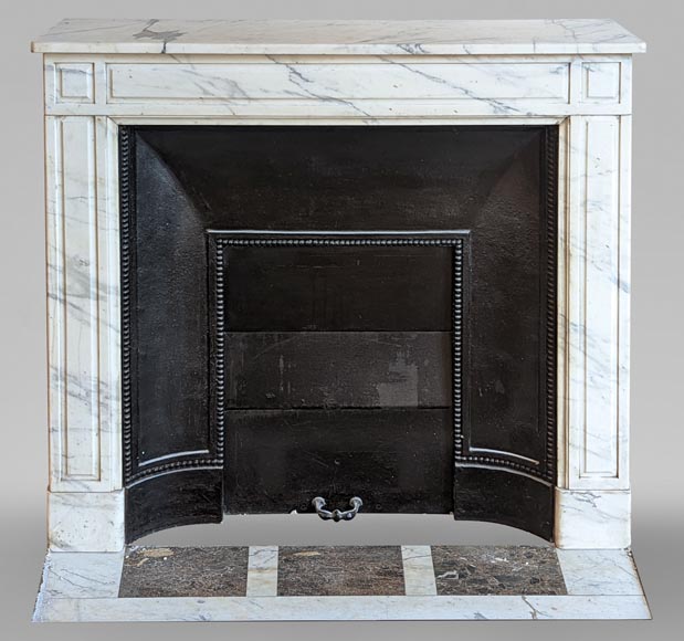 Louis XIV style arabescato marble fireplace-0