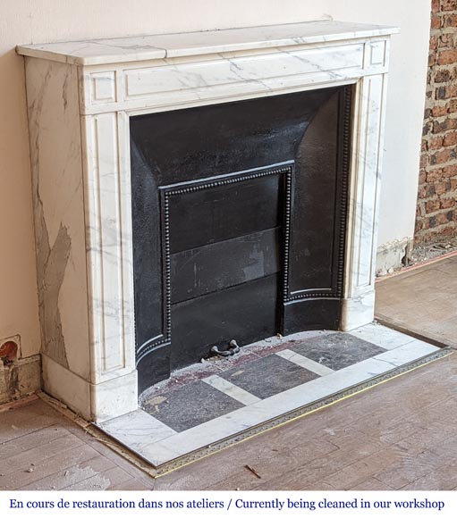 Louis XIV style arabescato marble fireplace-2