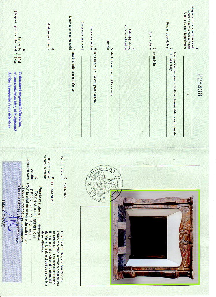 Export certificate