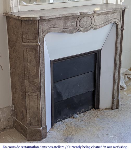 An antique Louis XV style fireplace, Pompadour model, in Lunel marble-2