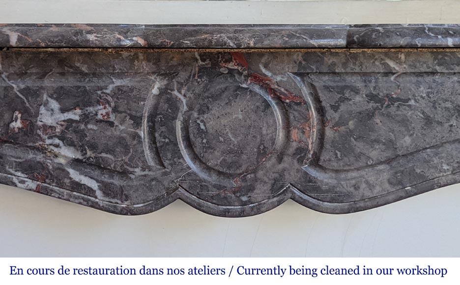 An antique Louis XV style fireplace, Pompadour model, made out of Bois Jourdan marble-1