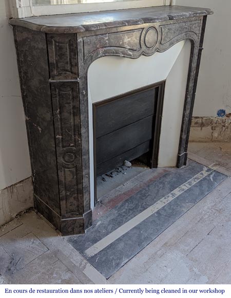 An antique Louis XV style fireplace, Pompadour model, made out of Bois Jourdan marble-2