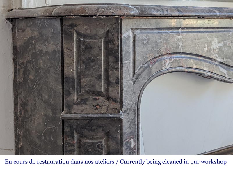 An antique Louis XV style fireplace, Pompadour model, made out of Bois Jourdan marble-3