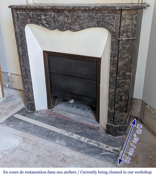 An antique Louis XV style fireplace, Pompadour model, made out of Bois Jourdan marble-5