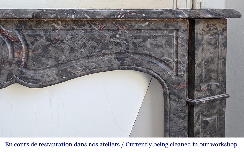 An antique Louis XV style fireplace, Pompadour model, made out of Bois Jourdan marble-6