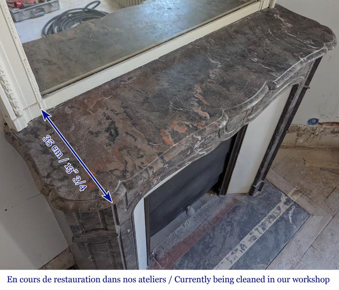 An antique Louis XV style fireplace, Pompadour model, made out of Bois Jourdan marble-9
