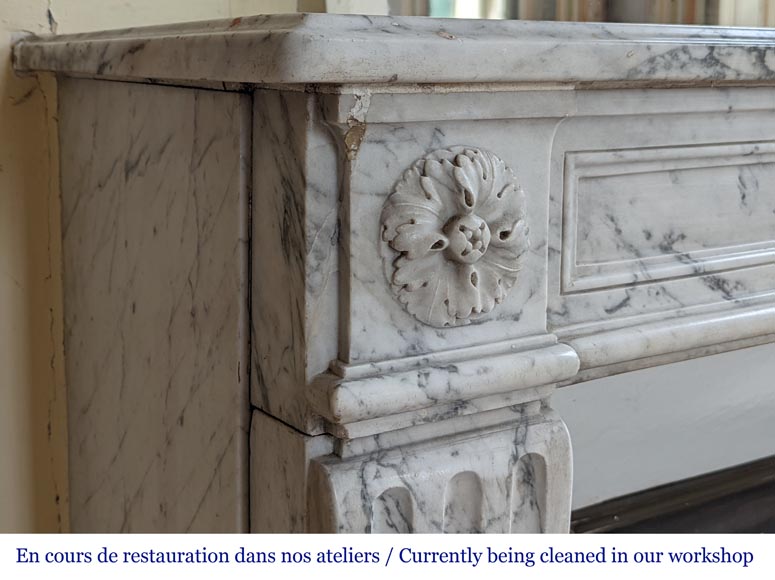 Antique Louis XVI period fireplace in veined marble-3