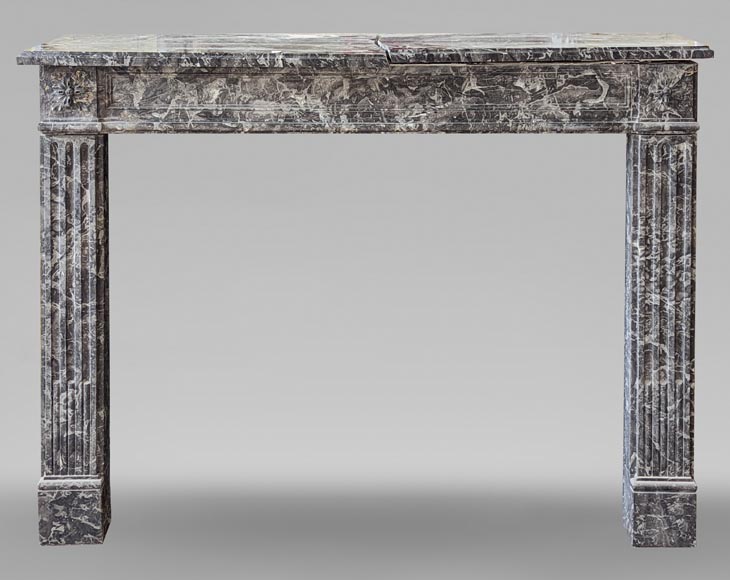 Louis XVI period fireplace in gray Ardennes marble-0