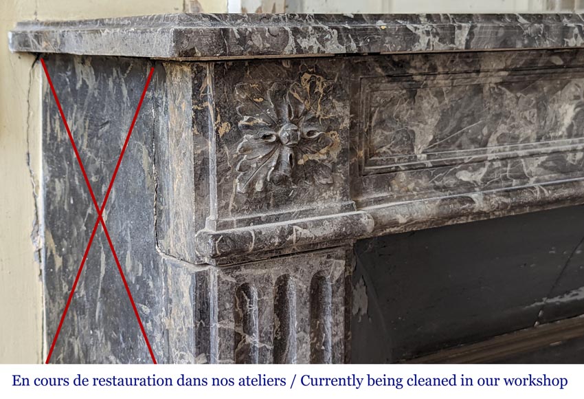 Louis XVI period fireplace in gray Ardennes marble-3