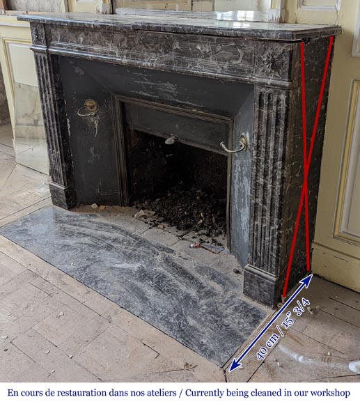 Louis XVI period fireplace in gray Ardennes marble-5