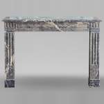 Antique Louis XVI period fireplace in gray Ardennes marble