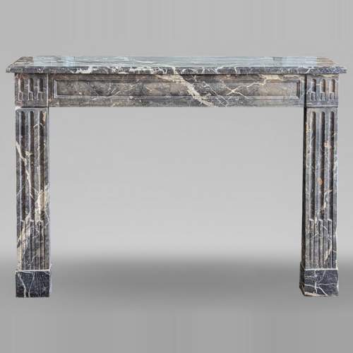 Antique Louis XVI period fireplace in gray Ardennes marble
