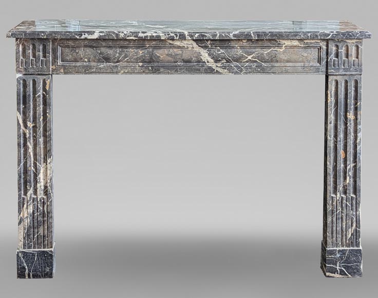 Antique Louis XVI period fireplace in gray Ardennes marble-0