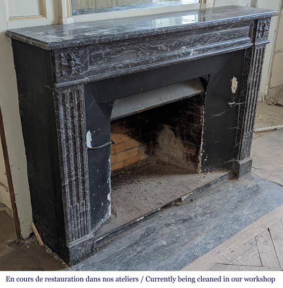 Louis XVI period fireplace in Grey Sainte Anne marble-2