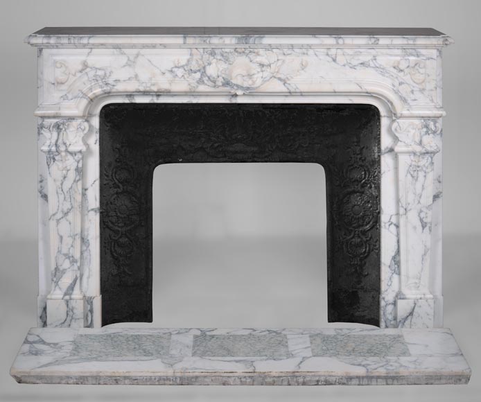 Beautiful Regency style mantel with palmette in Arabescato marble-0