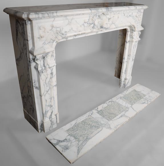Beautiful Regency style mantel with palmette in Arabescato marble-4