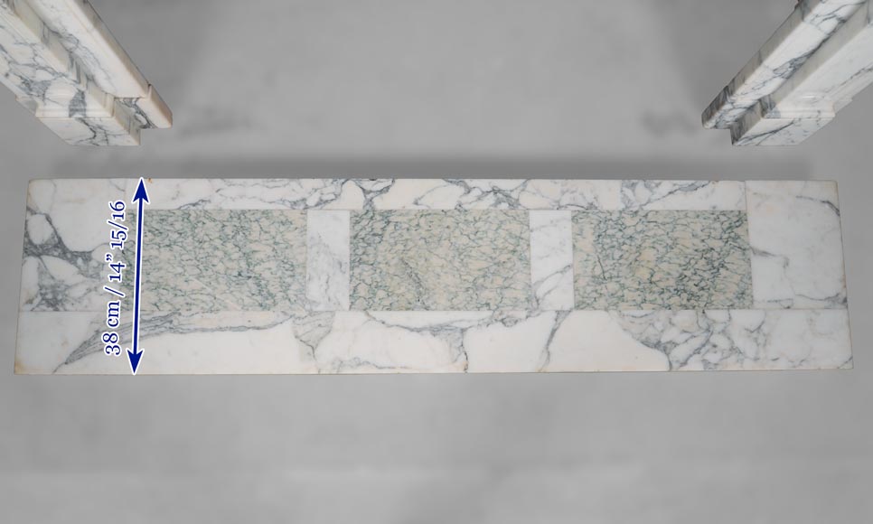 Beautiful Regency style mantel with palmette in Arabescato marble-11