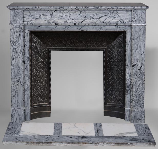 Small Louis XVI Fireplace in Bleu Fleuri marble-0