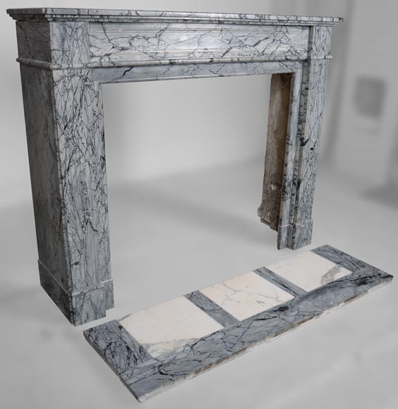 Small Louis XVI Fireplace in Bleu Fleuri marble-2