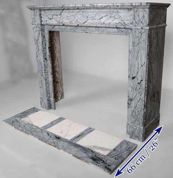 Small Louis XVI Fireplace in Bleu Fleuri marble-5